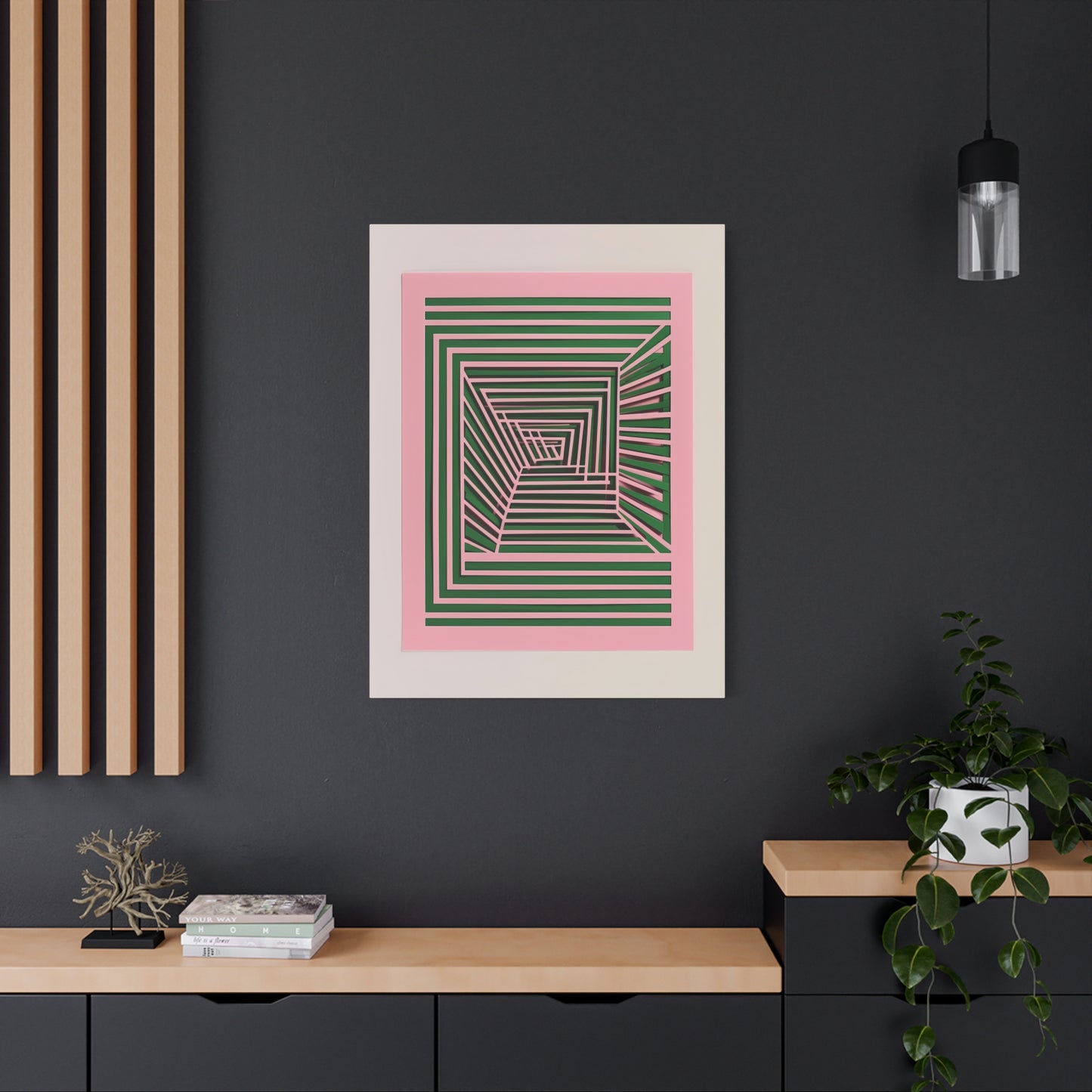 Geometric Harmony in Green and Pink