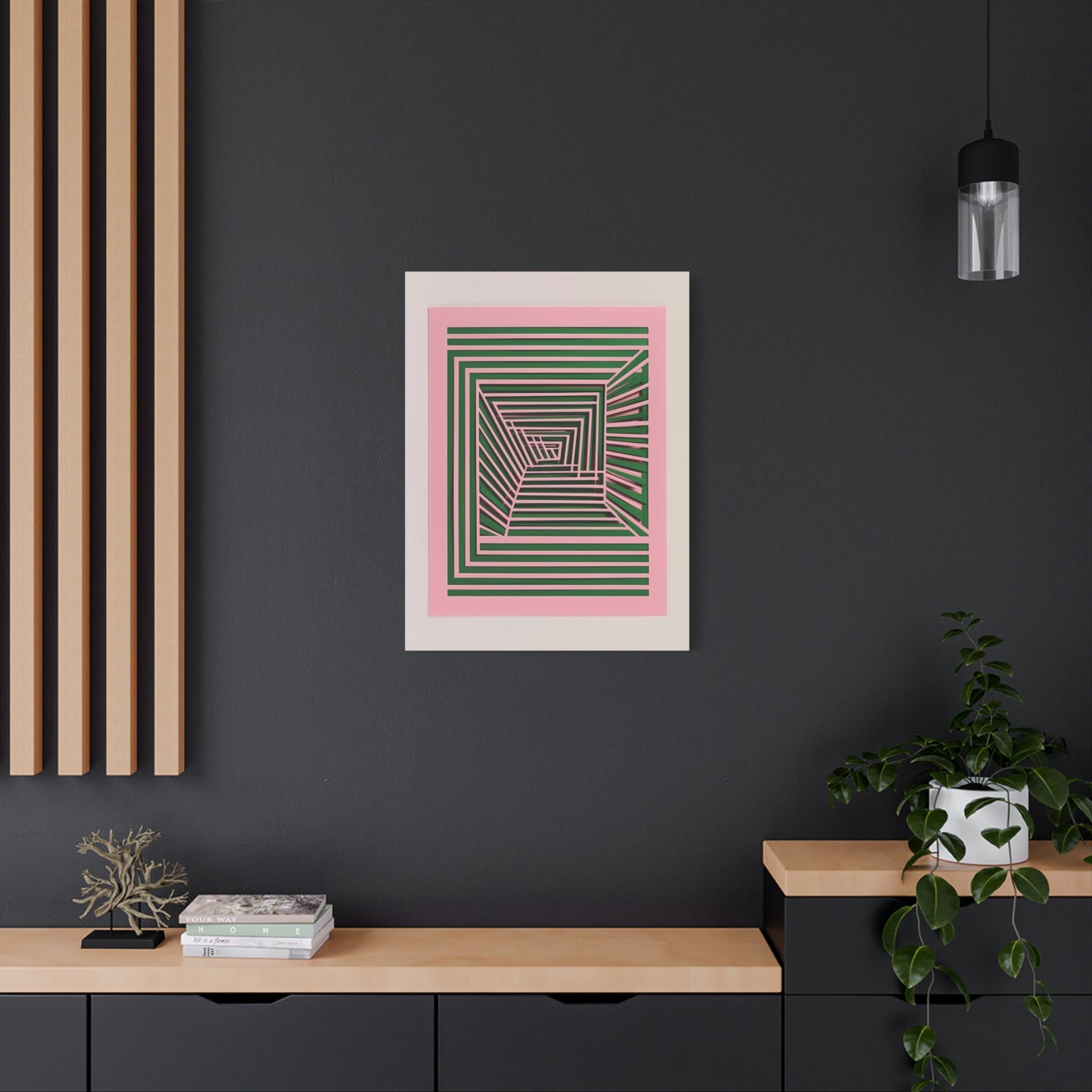 Geometric Harmony in Green and Pink