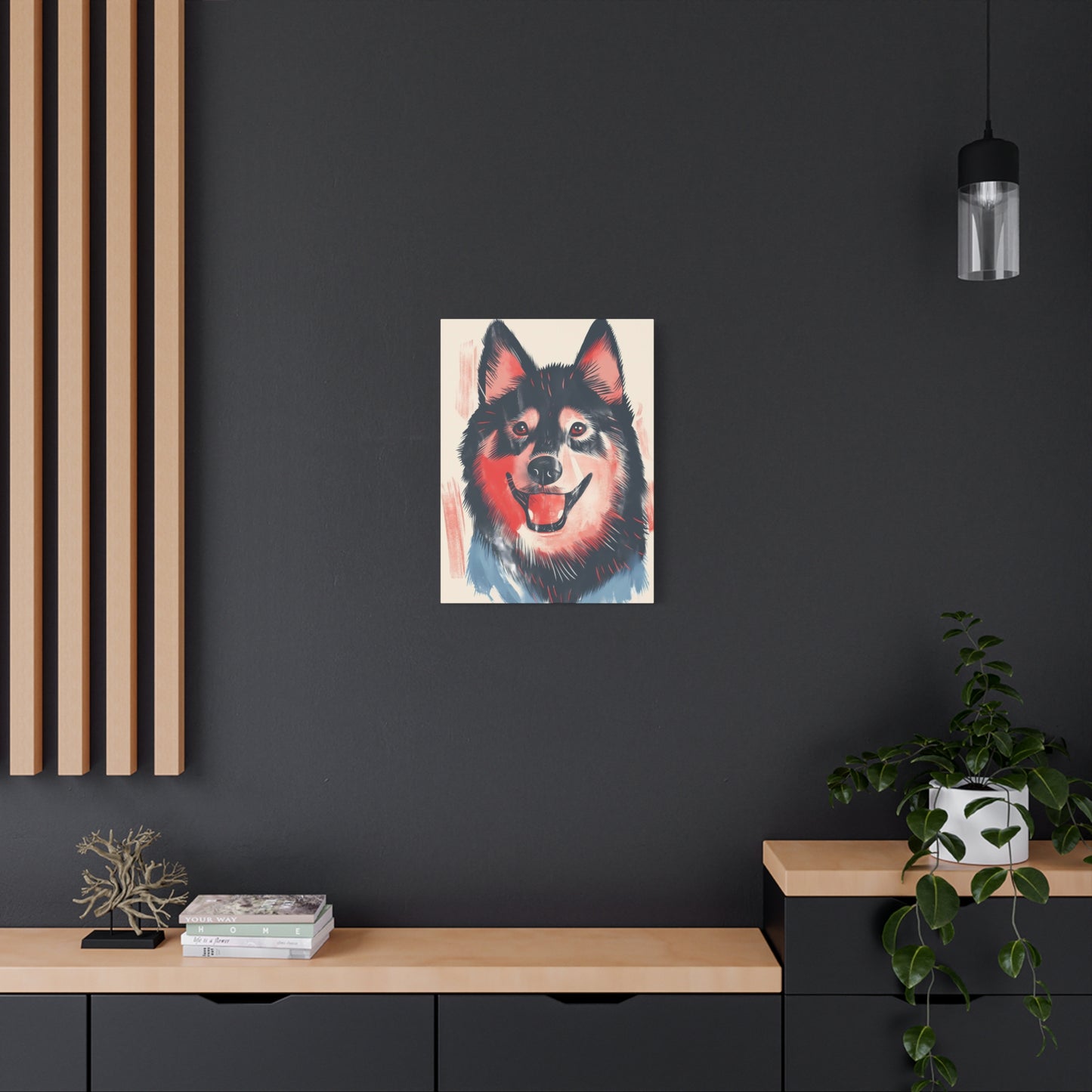 Canine Grin in Blue and Red