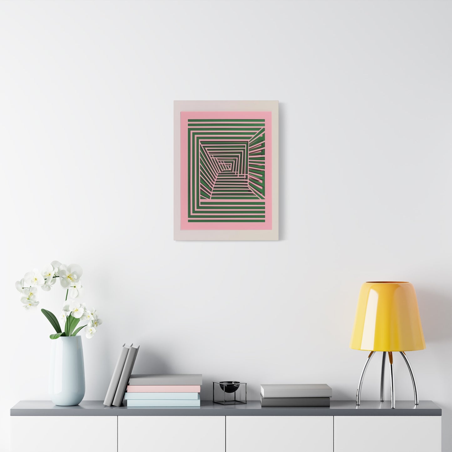 Geometric Harmony in Green and Pink