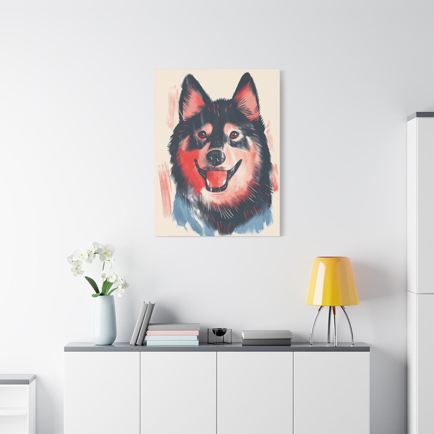 Canine Grin in Blue and Red