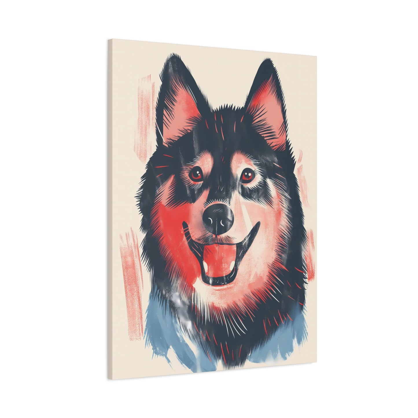 Canine Grin in Blue and Red