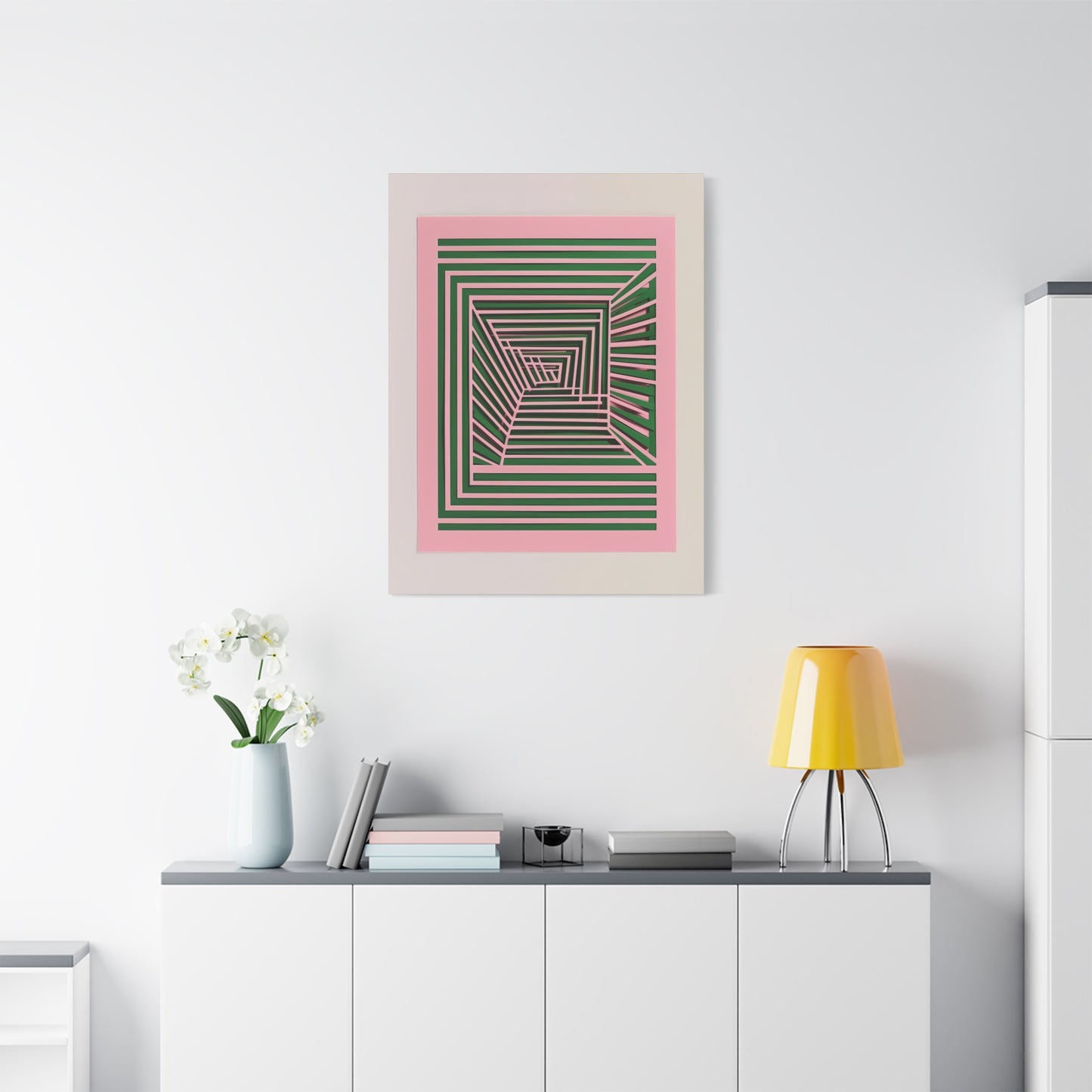 Geometric Harmony in Green and Pink