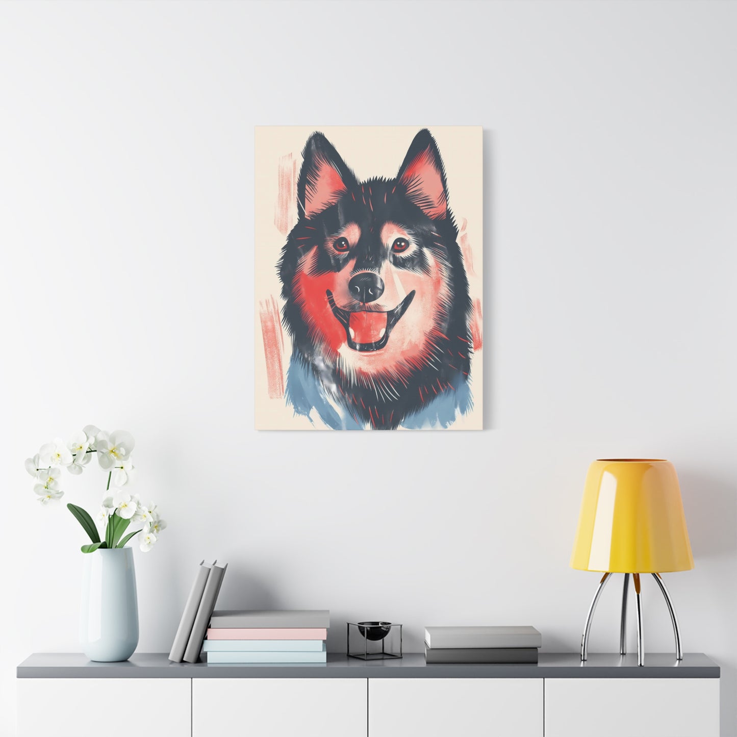 Canine Grin in Blue and Red