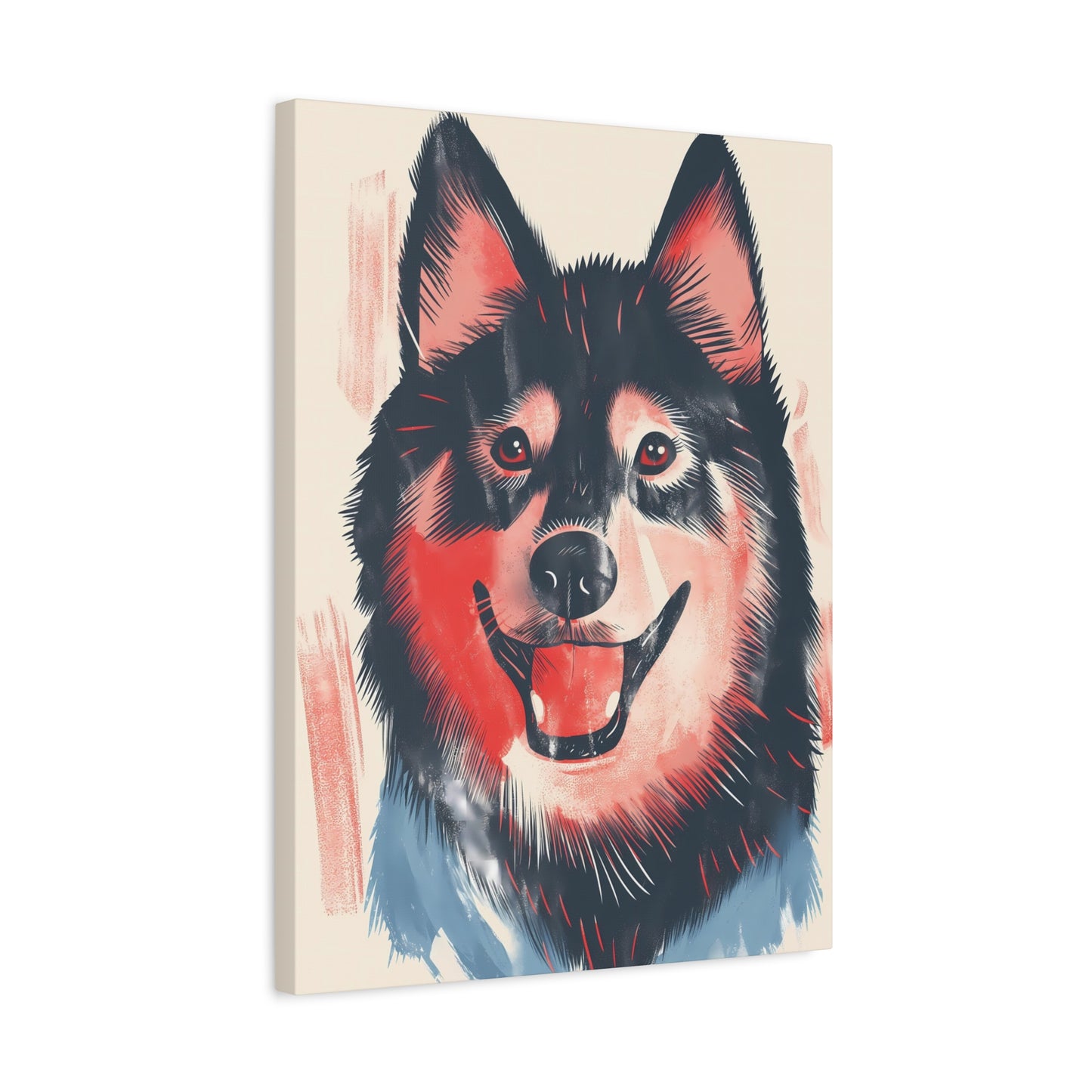 Canine Grin in Blue and Red