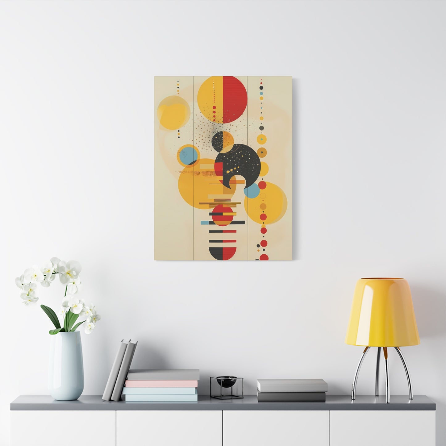 Geometric Harmony in Yellow and Red