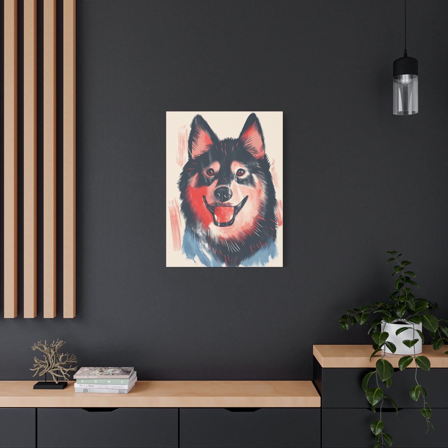 Canine Grin in Blue and Red