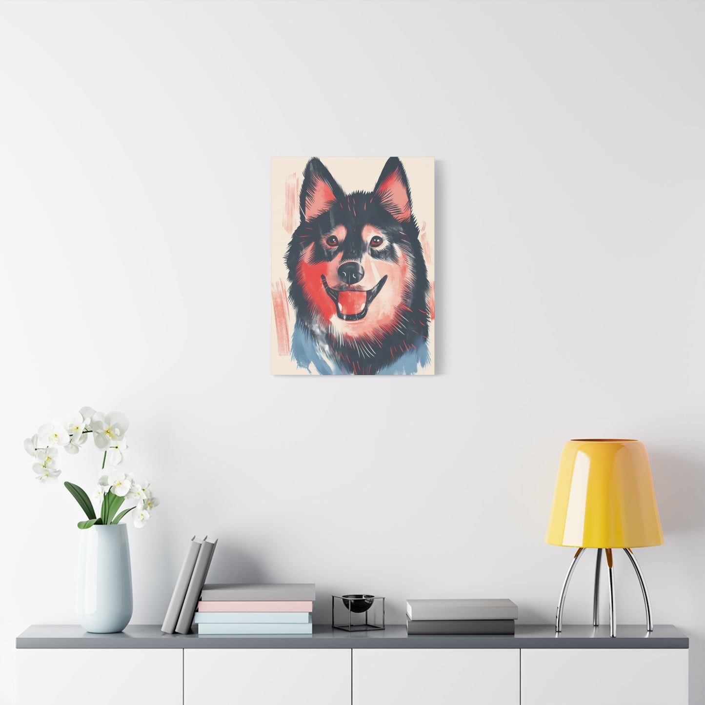Canine Grin in Blue and Red