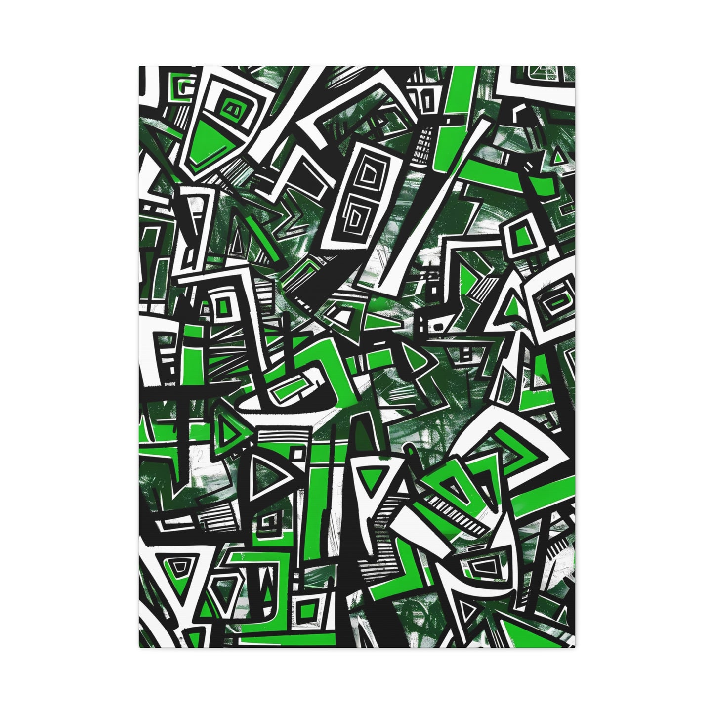 Geometric Whirl in Monochrome Green