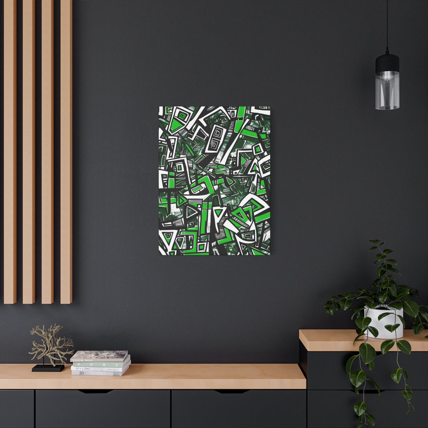 Geometric Whirl in Monochrome Green