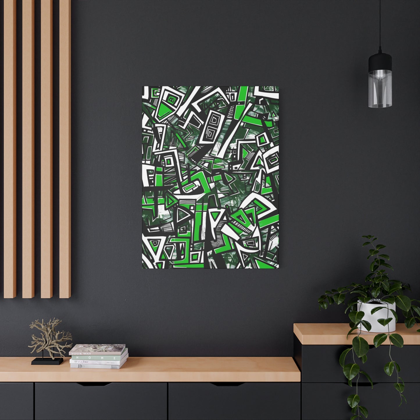 Geometric Whirl in Monochrome Green