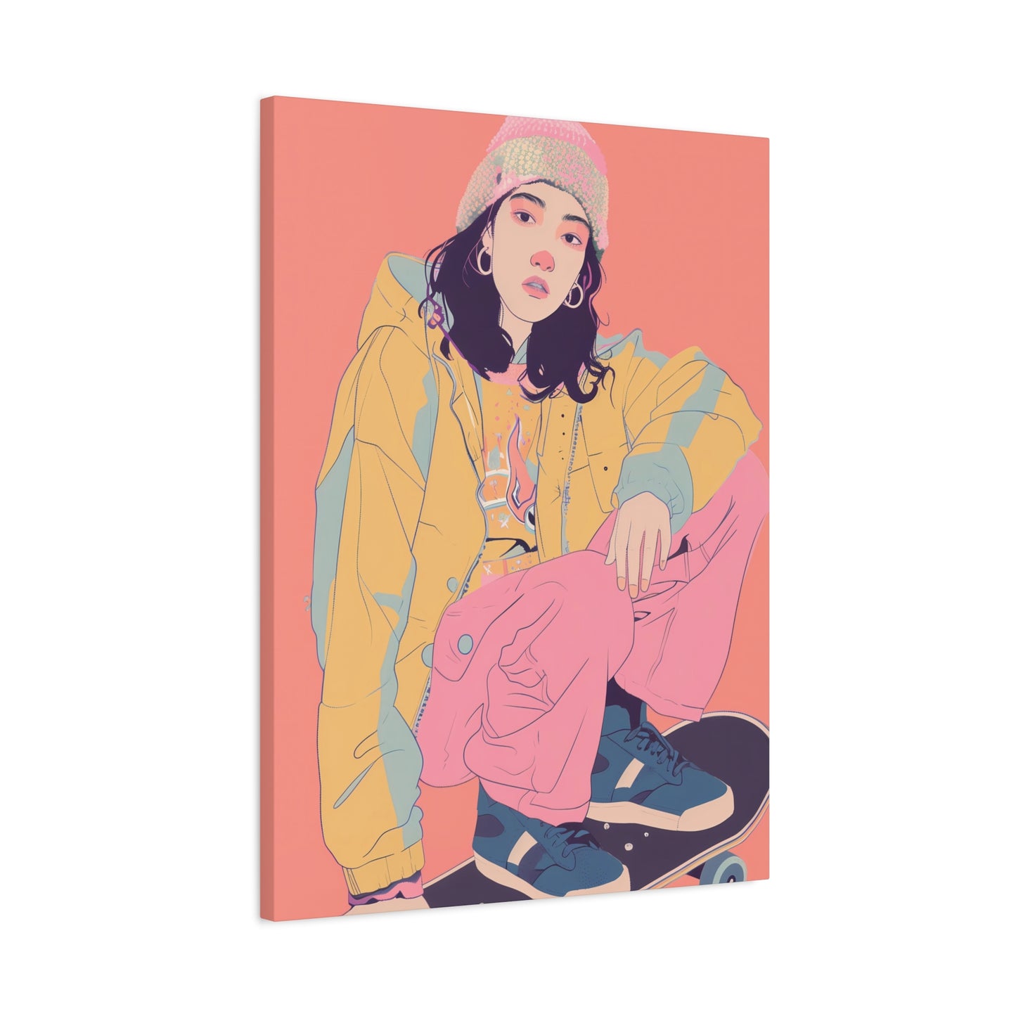 Skater Girl in Pastel Dreams