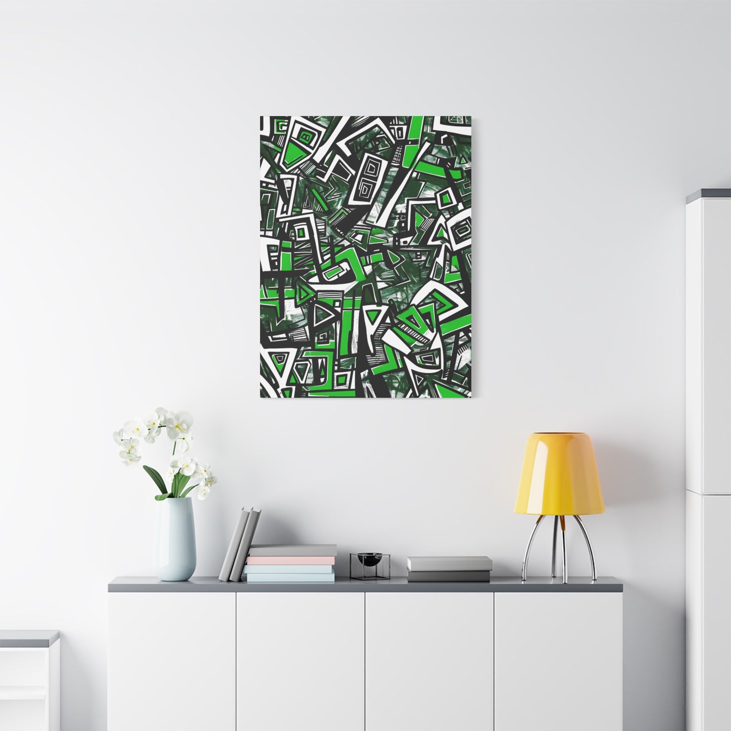 Geometric Whirl in Monochrome Green