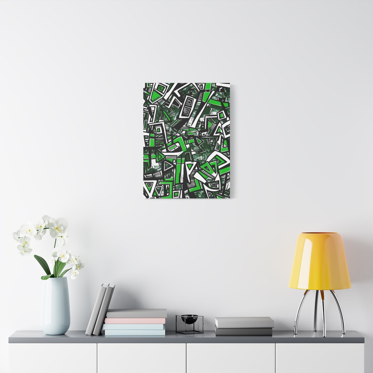 Geometric Whirl in Monochrome Green