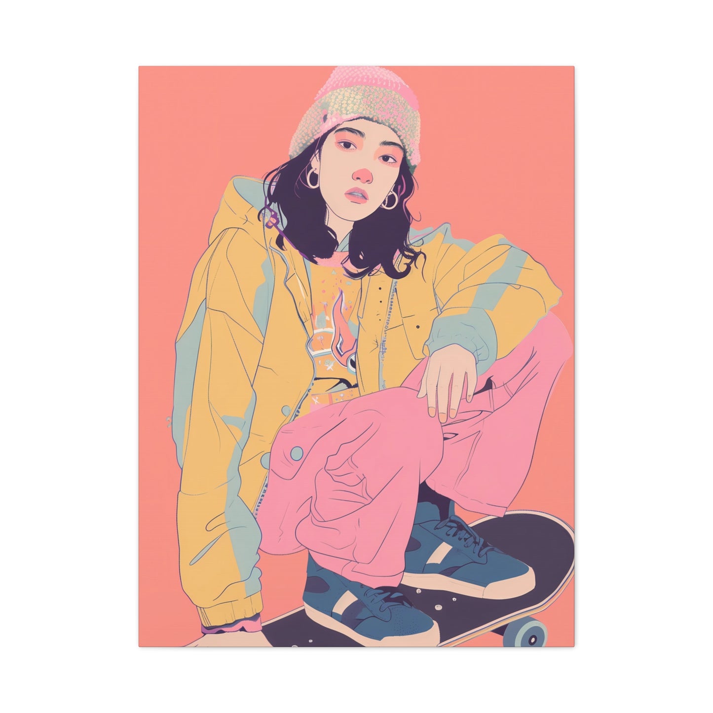 Skater Girl in Pastel Dreams