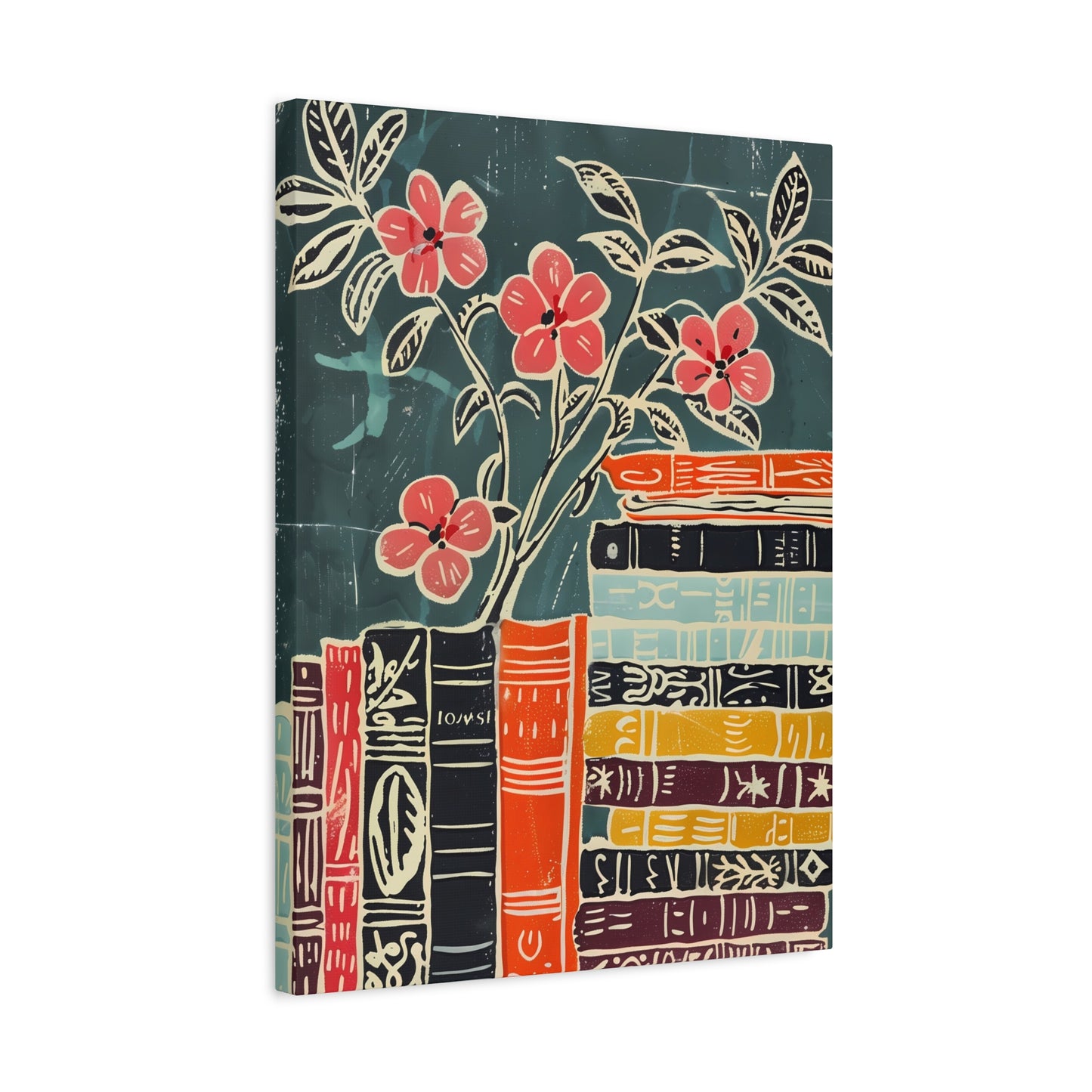 Blooms and Books Blockprint Ensemble