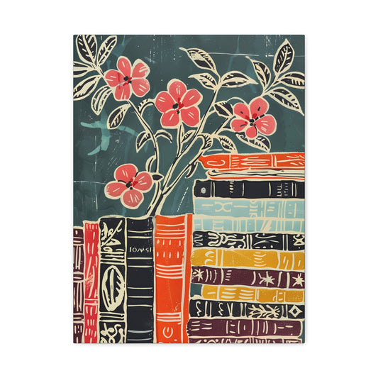 Blooms and Books Blockprint Ensemble