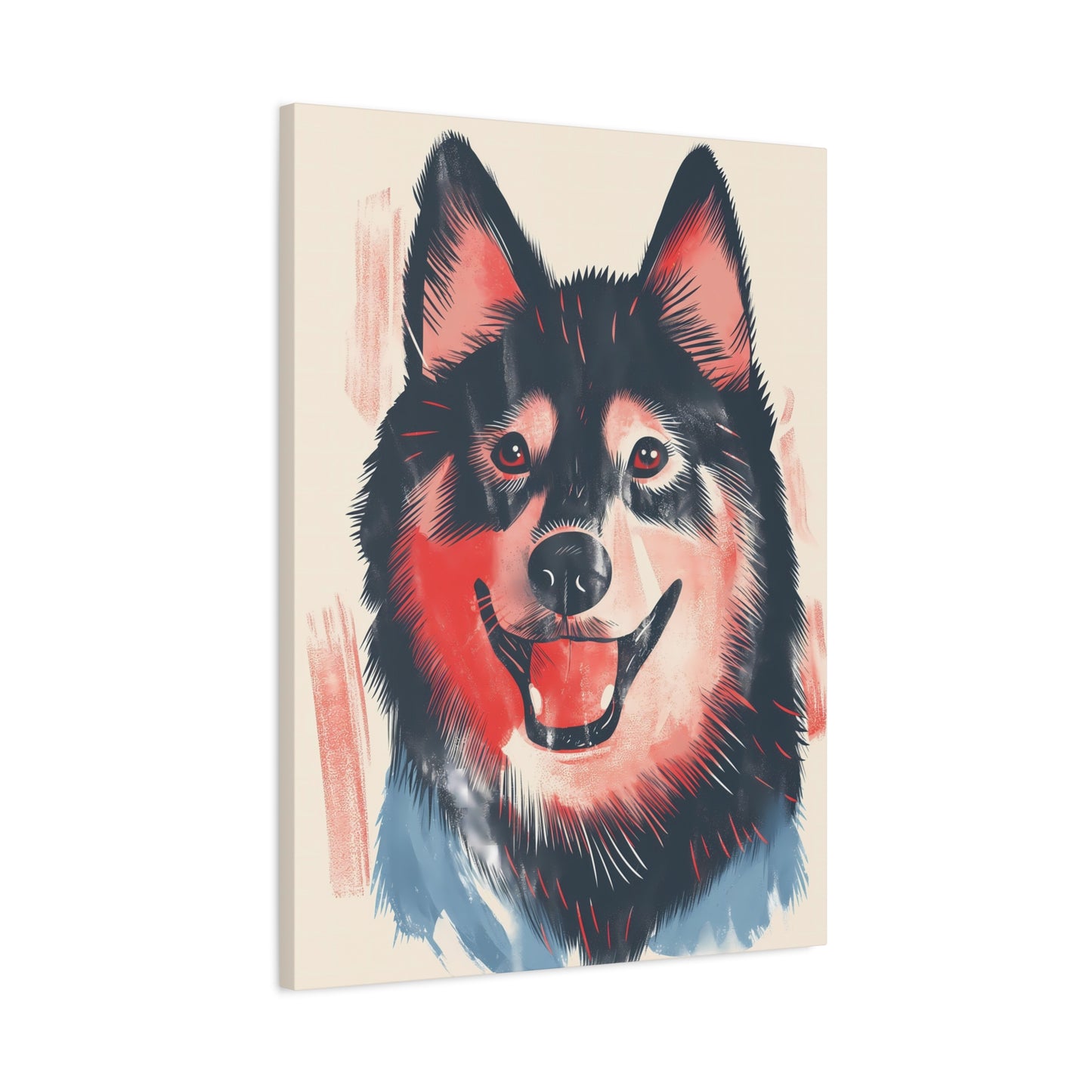 Canine Grin in Blue and Red