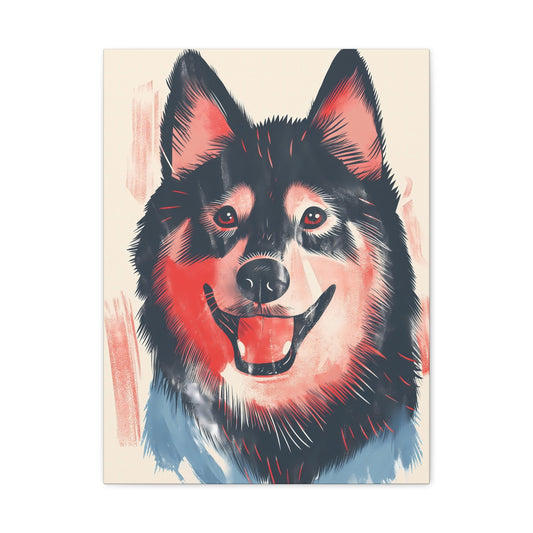 Canine Grin in Blue and Red