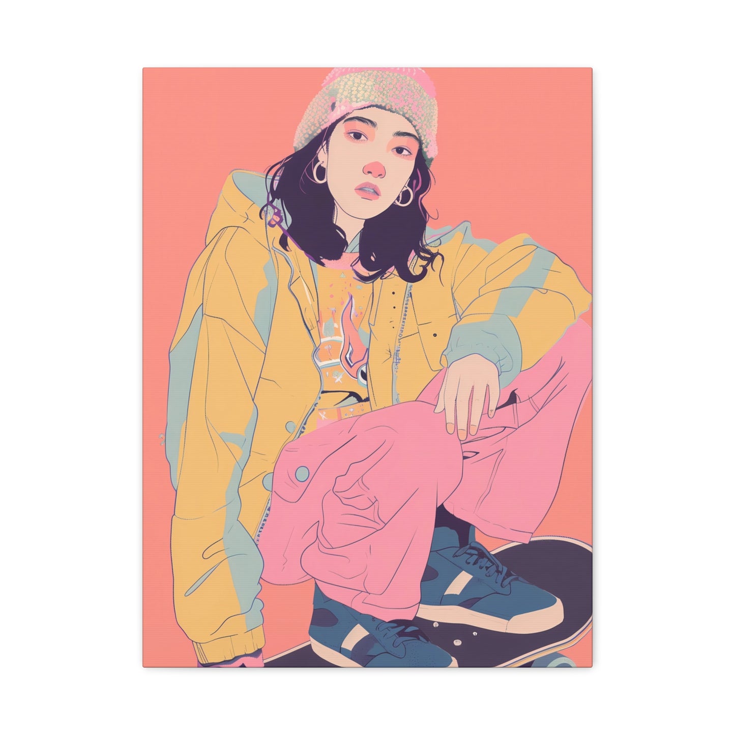 Skater Girl in Pastel Dreams