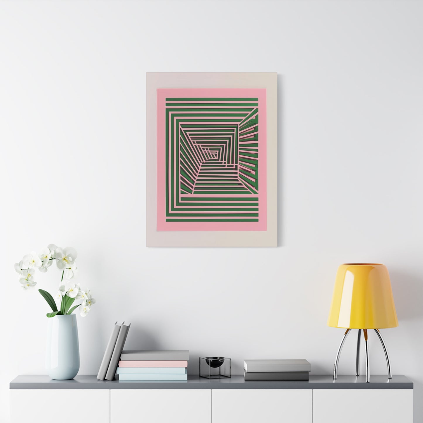 Geometric Harmony in Green and Pink