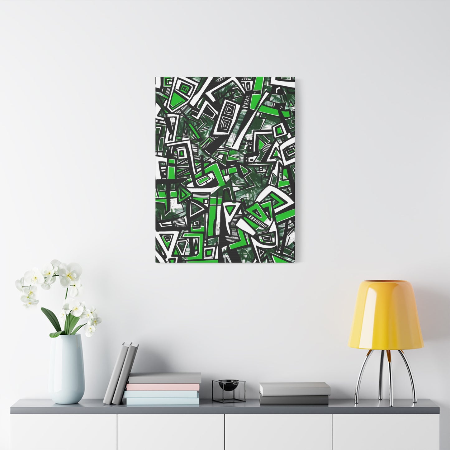 Geometric Whirl in Monochrome Green